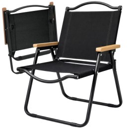 KRZESŁO OGRODOWE NA TARAS BALKON OGRÓD SKŁADANE METALOWE CAMPING FOTEL czarny