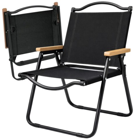 KRZESŁO OGRODOWE NA TARAS BALKON OGRÓD SKŁADANE METALOWE CAMPING FOTEL czarny