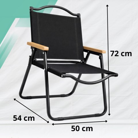 KRZESŁO OGRODOWE NA TARAS BALKON OGRÓD SKŁADANE METALOWE CAMPING FOTEL czarny