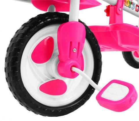 3-kołowy Rowerek dla dzieci Słonik Różowy + Dźwięki + Daszek + Barierka + Podnóżek + Rączka + Schowek