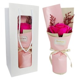 Bukiet zapachowa mydlana róża w ozdobnym pudełku z suszonymi kwiatami BUK11F