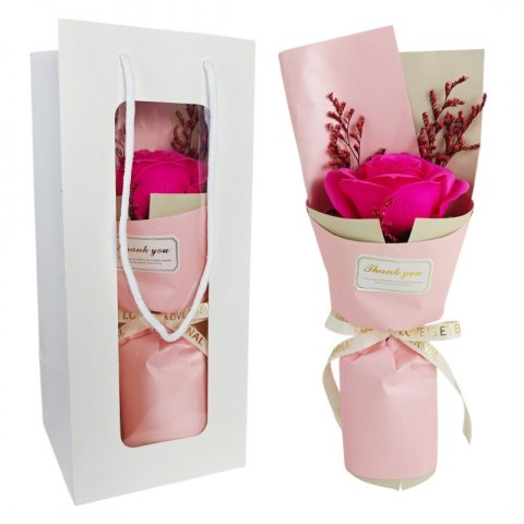 Bukiet zapachowa mydlana róża w ozdobnym pudełku z suszonymi kwiatami BUK11F