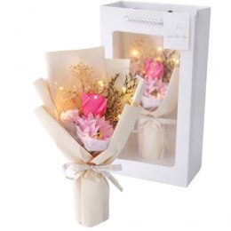 Bukiet zapachowych kwiatów mydlanych w pudełku na prezent, świecące LED BUK17R