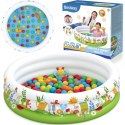 Bestway Suchy basen z kulkami KWIATOWY 102x25cm + 50 piłek i zabawki 52466