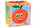 Drewniane Klocki Owocowa układanka 4 klocki 6 obrazków ZA4793