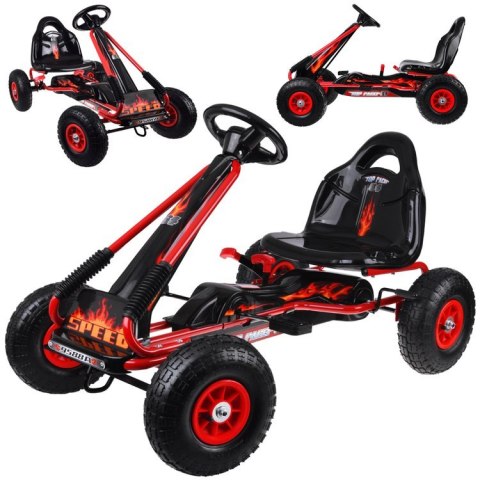 Duży gokart na pedały regulowane siedzisko pompowane koła SP0839