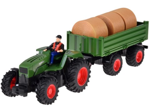 Sterowany Traktor na pilota z przyczepą + bale siana traktorzysta RC0717