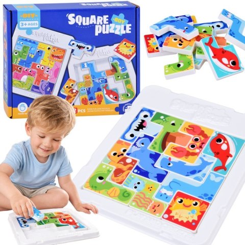 Tetris Układanka Łamigłówka Puzzle Morskie Zwierzątka 12 ele ZA6136