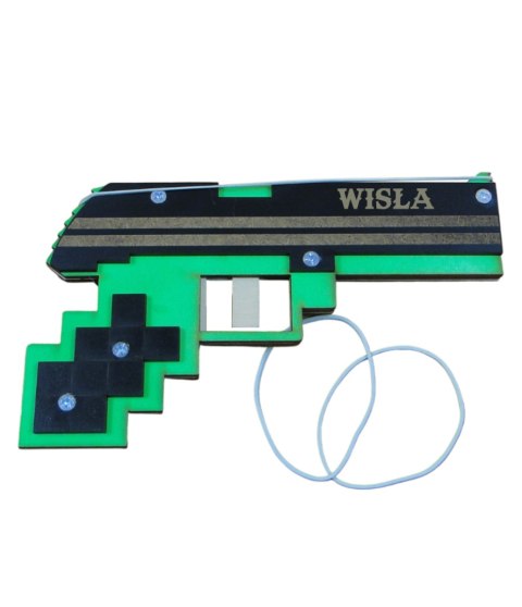 Drewniany pistolet Minecraft na gumki 20 x 11cm P1144W1