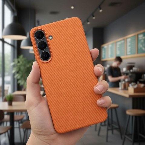 Futerał do Samsung A37 Kevlar zgodny z MagSafe pomarańczowy