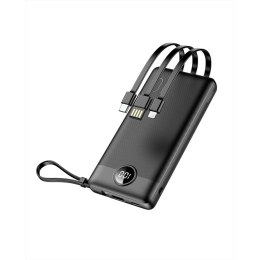 Powerbank Veger C10 (W1116) 10000 mAh z wbudowanymi kablami Micro USB / Typ C / Lightning czarny