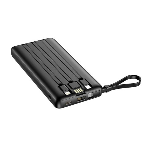 Powerbank Veger C10 (W1116) 10000 mAh z wbudowanymi kablami Micro USB / Typ C / Lightning czarny