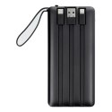 Powerbank Veger C10 (W1116) 10000 mAh z wbudowanymi kablami Micro USB / Typ C / Lightning czarny