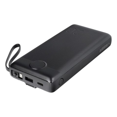 Powerbank Veger C20 (W2047 / W2059) 20000 mAh z wbudowanymi kablami Micro USB / Typ C / Lightning czarny