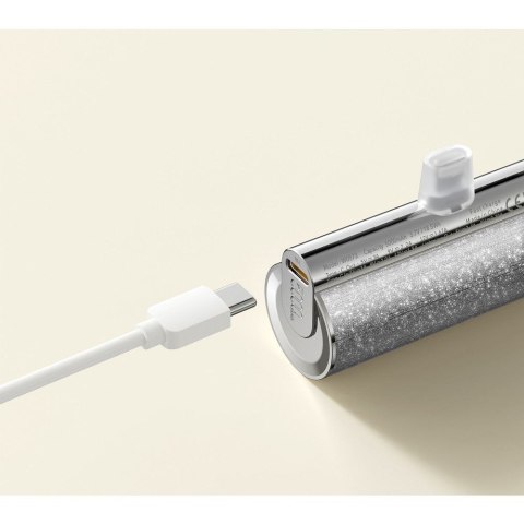 Powerbank Veger PlugOn (W0573) PD QC3.0 2,4A 12W 5000 mAh z wbudowanym złączem USB C srebrny