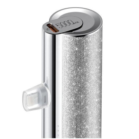 Powerbank Veger PlugOn (W0573) PD QC3.0 2,4A 12W 5000 mAh z wbudowanym złączem USB C srebrny