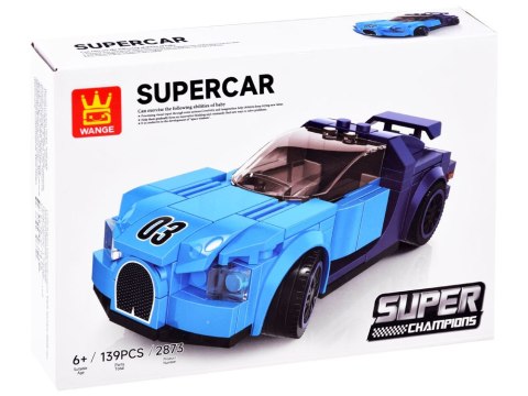 Klocki techniczne sportowe auto NIEBIESKIE 139-elementów + naklejki ZA4288