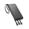 Powerbank Hoco 10000 mAh 2A z czterema wbudowanymi kablami USB A + USB C+ Lightning + Micro USB J146 czarny