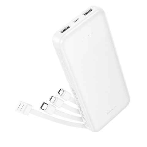 Powerbank Hoco 10000 mAh 2A z czterema wbudowanymi kablami USB A + USB C+ Lightning + Micro USB J163 biały