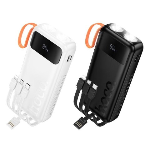 Powerbank Hoco 20000 mAh 2A z wbudowanymi kablami USB A + USB C + Lightning + Micro USB oraz podwójną latarką J151A czarny