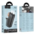 Powerbank Hoco 20000 mAh 2A z wbudowanymi kablami USB A + USB C + Lightning + Micro USB oraz podwójną latarką J151A czarny