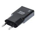 Ładowarka sieciowa do telefonu Blue Star Slim GaN USB C + USB A QC4.0 PD 3A 25W TFK-SC-25WAC czarna