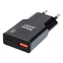 Ładowarka sieciowa do telefonu Blue Star Slim GaN USB C + USB A QC4.0 PD 3A 25W TFK-SC-25WAC czarna