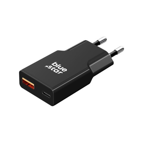 Ładowarka sieciowa do telefonu Blue Star Slim GaN USB C + USB A QC4.0 PD 3A 25W TFK-SC-25WAC czarna