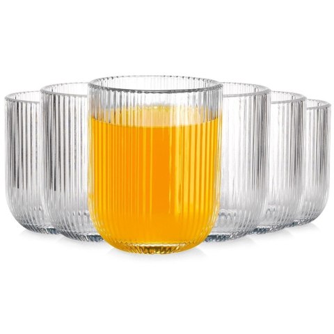 Szklanki Zestaw 6 szt. 250 ml VILDE Ryflowane Szkło do Zmywarki 7,5 x 7,5cm