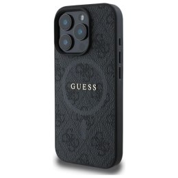 GUESS futerał do IPHONE 16 Pro Max kompatybilny z MagSafe GUHMP16XG4GFRK (PU 4G Ring Classic Logo) czarny