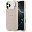 GUESS futerał do IPHONE 17 Pro Max kompatybilny z MagSafe GUHMP17XPSAMSECP (PU W/ Peony Hot Stamp) różowy
