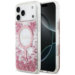 GUESS futerał do IPHONE 17 Pro Max kompatybilny z MagSafe GUHMP17XRGRGEP (Resin Bottom Glitter) różowy