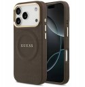 GUESS futerał do IPHONE 17 Pro kompatybilny z MagSafe GUHMP17LPSAMSECW (PU W/ Peony Hot Stamp) brązowy