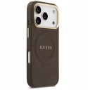 GUESS futerał do IPHONE 17 Pro kompatybilny z MagSafe GUHMP17LPSAMSECW (PU W/ Peony Hot Stamp) brązowy