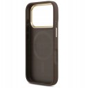 GUESS futerał do IPHONE 17 Pro kompatybilny z MagSafe GUHMP17LPSAMSECW (PU W/ Peony Hot Stamp) brązowy