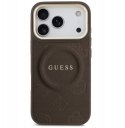 GUESS futerał do IPHONE 17 Pro kompatybilny z MagSafe GUHMP17LPSAMSECW (PU W/ Peony Hot Stamp) brązowy