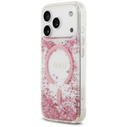 GUESS futerał do IPHONE 17 Pro kompatybilny z MagSafe GUHMP17LRGRGEP (Resin Bottom Glitter) różowy