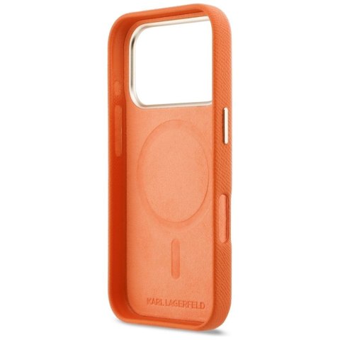 KARL LAGERFELD futerał do IPHONE 17 Pro Max kompatybilny z MagSafe KLHMP17X5PGFKHGO (PU FW W/ KHead Logo) pomarańczowy