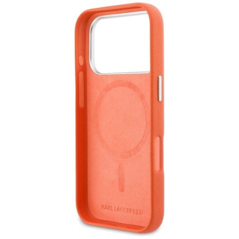 KARL LAGERFELD futerał do IPHONE 17 Pro Max kompatybilny z MagSafe KLHMP17X6PFKCLO (PU FW W/ K&C Head Pin) pomarańczowy