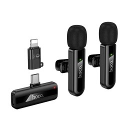 Mikrofon bezprzewodowy podwójny Lightning / USB C Hoco L20A czarny