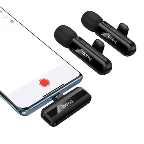 Mikrofon bezprzewodowy podwójny Lightning / USB C Hoco L20A czarny