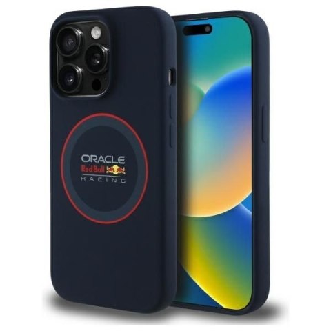 RED BULL futerał do IPHONE 14 Pro kompatybilny z MagSafe RBHMP14L24SIILVR (Silicone red Ring) navy