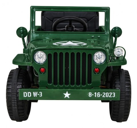 Autko Wojskowe Retro dla dzieci Zielony + Napęd 4x4 + Pilot + 2 Bagażniki