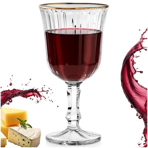 Kieliszek Ryflowany 220 ml Złoty Rant do Wina Deserów Napojów