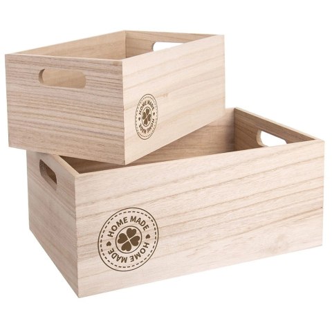 Skrzynka Drewniana HOME MADE z Uchwytami 26 cm Organizer Prezent