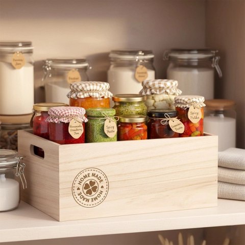 Skrzynka Drewniana HOME MADE z Uchwytami 26 cm Organizer Prezent