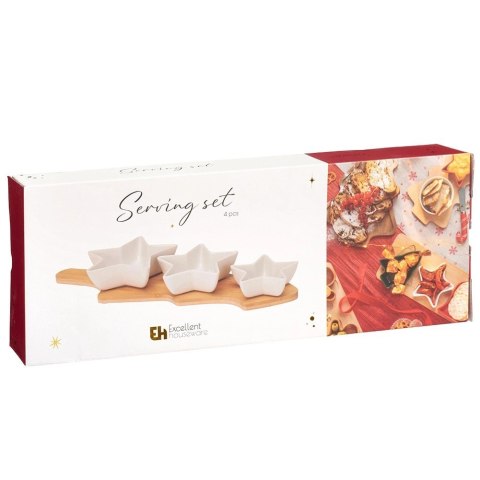 Zestaw do Serwowania Gwiazdki 4 el. Porcelana Bambus Świąteczny