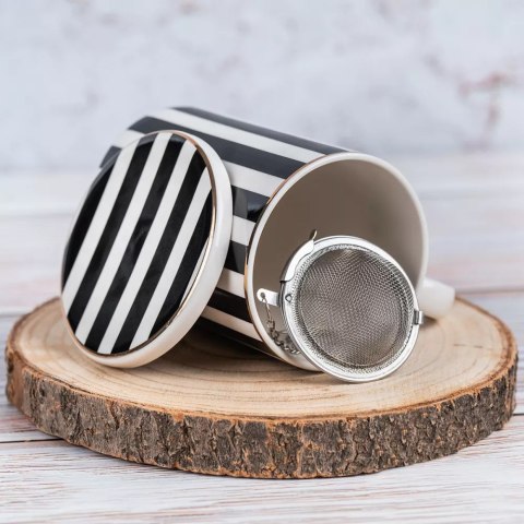 Kubek z zaparzaczem porcelanowy PRIMA DECO Vertica 380 ml
