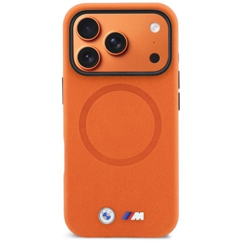 BMW futerał do IPHONE 17 Pro Max kompatybilny z MagSafe BMHMP17X25PFWSMO (PU FW Metal Logo) pomarańczowy