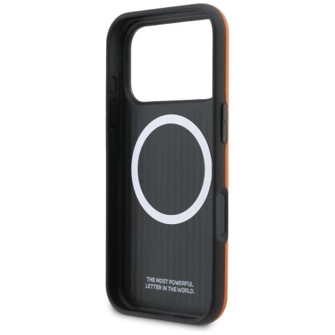 BMW futerał do IPHONE 17 Pro Max kompatybilny z MagSafe BMHMP17X25PFWSMO (PU FW Metal Logo) pomarańczowy